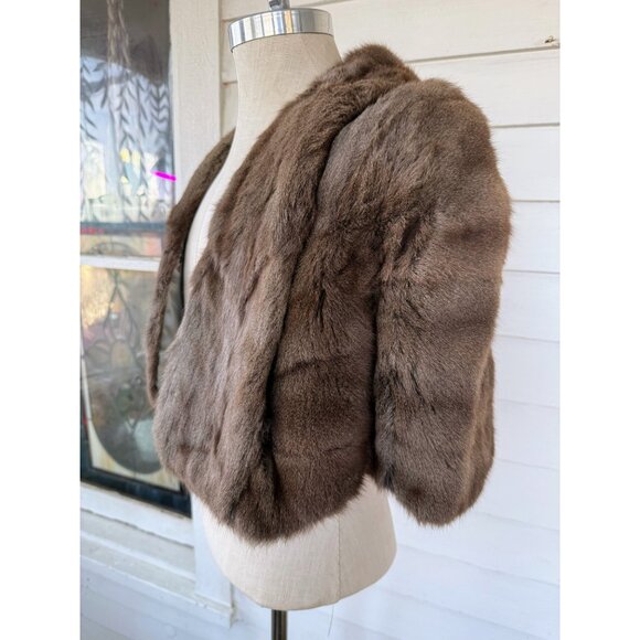 Vintage 40's Smoke Gray Muskrat Fur Stole Capelet - Picture 15 of 16